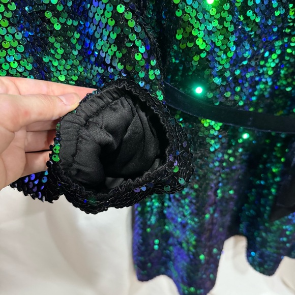 Baltic Born Sequin Dress XL Long Sleeve Belted V-Neck Homecoming Cocktail Rave - Picture 6 of 15